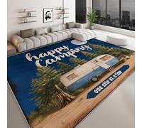 Alfombra lavable antideslizante 100 x 160 cm estilo vintage, alfombra de pelo corto camioneta pinos cielo nocturno para salón dormitorio oficina o habitación infantil corredor fácil de limpiar