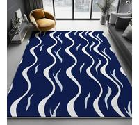 Alfombra Lavable Antideslizante 120 x 180 cm, Pelo Corto Estampada Ilustración Sencilla de una Ola de navegación Decorativa, Alfombra Rectangular para Salón, Dormitorio Cocina Entrada Azul Marino