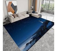 Alfombra lavable antideslizante 80 x 150 cm estilo anime, alfombra de pelo corto faro cielo nocturno estrellas playa para salón dormitorio oficina o habitación infantil corredor fácil de limpiar