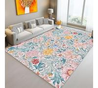 Alfombra Lavable Antideslizante Flores Textiles De William Morris, Pelo Corto Estampada 80 x 150 cm Decorativa, Alfombra Rectangular para Salón, Dormitorio Cocina Entrada Rosa