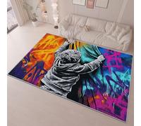 Alfombra Lavable Antideslizante Vistoso, Pelo Corto Estampada Grafiti de Personajes callejeros Decorativa, Alfombra Rectangular para Salón, Dormitorio Cocina Entrada 120 x 180 cm