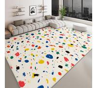 Alfombra Lavable Arte Abstracto 100 x 160 cm para Salón, Alfombra Antideslizante y Resistente Garabatos Lunares Bloques Color Rayas - Moqueta Moderna Suave para Dormitorio Habitación Infantil
