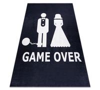 Alfombra lavable BAMBINO 2104 'Game over' boda despedida de soltero antideslizante - negro 80x150 cm