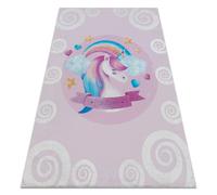 Alfombra lavable BAMBINO 2533 Unicornio arcoiris para niños antideslizante - rosado 200x290 cm