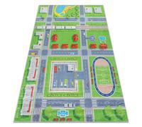 Alfombra lavable BAMBINO 2624 Ciudad calles para niños antideslizante - verde / gris 160x220 cm