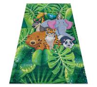 Alfombra lavable BAMBINO 2651 Animales Selva para niños antideslizante - verde / marrón 120x170 cm