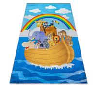 Alfombra lavable BAMBINO 2685 Animales Bote para niños antideslizante - azul / marrón 160x220 cm