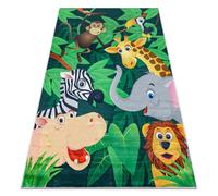 Alfombra lavable BAMBINO 2705 Animales África para niños antideslizante - verde / marrón 120x170 cm