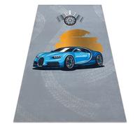 Alfombra lavable BAMBINO 41730 Coche carrera para niños antideslizante - gris / azul 140x200 cm