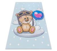 Alfombra lavable BAMBINO 43030 Oso de peluche el piloto para niños antideslizante - azul / marrón 140x200 cm