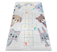 Alfombra lavable BAMBINO 43092 Animales números para niños antideslizante - gris / amarillo 140x200 cm