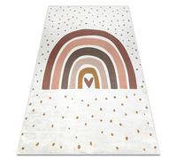 Alfombra lavable BAMBINO 46960 Arcoiris puntos para niños antideslizante - blanco / marrón 200x290 cm