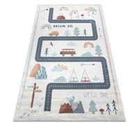 Alfombra lavable BAMBINO 46980 Bosque calles para niños antideslizante - blanco / verde 200x290 cm