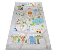Alfombra lavable BAMBINO 50230 Zoo calles para niños antideslizante - beige / verde 120x170 cm
