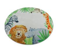 Alfombra lavable BAMBINO 54090 círculo Animales África para niños antideslizante - blanco / verde circulo 80 cm