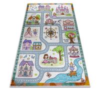 Alfombra lavable BAMBINO 61430 Princesa alfabeto calles para niños antideslizante - gris / rosado 140x200 cm