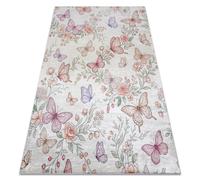 Alfombra lavable BAMBINO 61450 mariposas para niños antideslizante - crema / rosado 80x150 cm