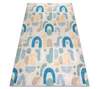 Alfombra lavable BAMBINO 61460 Geométrico para niños antideslizante - beige / azul 160x220 cm