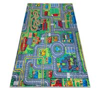 Alfombra lavable BAMBINO 61500 Ciudad calles para niños antideslizante - verde / gris 160x220 cm