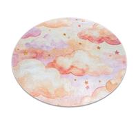 Alfombra lavable BAMBINO 61510 circulo Nubes estrellas para niños antideslizante - crema / rosado circulo 80 cm