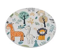 Alfombra lavable BAMBINO 61570 circulo Animales África para niños antideslizante - crema / verde circulo 100 cm