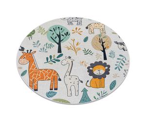 Alfombra lavable BAMBINO 61570 circulo Animales África para niños antideslizante - crema / verde circulo 120 cm
