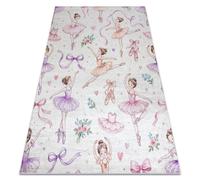 Alfombra lavable BAMBINO 61600 Bailarina para niños antideslizante - crema / rosado 160x220 cm