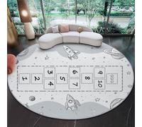 Alfombra Lavable Blanco grisáceo - Elementos espaciales cuadrículas líneas Alfombra Suave De Pelo Corto Estampada, Antideslizante 160 cm para Sala De Estar Dormitorio Oficina, Fácil De Limpiar