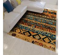 Alfombra Lavable Bohemia Tribales africanas Rayas geométricas salón Antideslizante Ultra Suave moqueta Pelo bajo no muda Entrada Dormitorio étnica 160x230cm