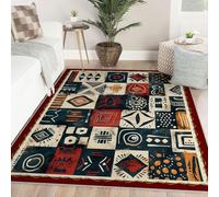 Alfombra Lavable Boho Alfombras Grandes para Sala de Estar Varios Patrones Geométricos Dormitorio Comedor Arte Popular Tribal Africano Antideslizante Resistente a las Manchas Debajo la Mesa 80x150cm