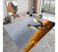 Alfombra lavable con estampado minimalista 80 x 150 cm, corredor rectangular dibujos animados hojas otoño ardilla - alfombra antideslizante suave de pelo corto para salón dormitorio o pasillo