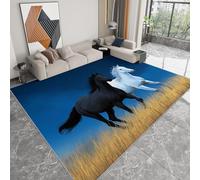 Alfombra lavable con estampado tema cielo nocturno 140 x 200 cm, corredor rectangular dibujos animados pradera caballo - alfombra antideslizante suave de pelo corto para salón dormitorio o pasillo