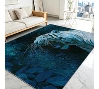 Alfombra lavable de 100 x 160 cm, diseño de tigre blanco rugido de la selva, alfombra para dormitorio, animales salvajes, antideslizante, para sala de estar, entrada, alfombra para interiores, cocina