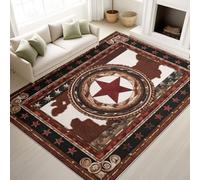 Alfombra lavable de 120 x 170 cm, alfombra rústica vintage para dormitorio, parte trasera de goma antideslizante, suave insignia opulenta del país occidental, alfombra geométrica de pelo bajo para