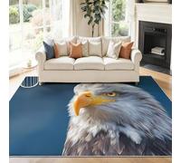 Alfombra Lavable de 120 x 180 cm Aves Silvestres Águilas Azules Alfombra con Respaldo Antideslizante, Adecuada para Sala de Estar, Duradera, cómoda, Resistente a Las Manchas Fondo Azul