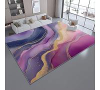 Alfombra Lavable de 120 x 180 cm Remolinos Abstractos De Mármol Alfombra con Respaldo Antideslizante, Adecuada para Sala de Estar, Duradera, cómoda, Resistente a Las Manchas Púrpura Oro
