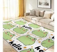 Alfombra lavable de 40 x 60 cm para sala de estar, diseño de rana de animales divertidos, color blanco, antideslizante, para dormitorio, alfombra suave que no se desprende, para habitaciones de