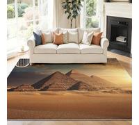 Alfombra Lavable de 60 x 110 cm Arquitectura Moderna Egipcia Alfombra con Respaldo Antideslizante, Adecuada para Sala de Estar, Duradera, cómoda, Resistente a Las Manchas Marrón Tanque