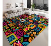 Alfombra lavable de tradición africana, 80 x 150 cm, para salón, diseño geométrico de flores, tablero de ajedrez, mullida, para dormitorio, para habitación de los niños, alfombra de cama, sala de