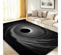Alfombra Lavable en Lavadora para Niños y Mascotas, Negro Ciencia Ficción Minimalista Galaxia Agujero Negro, Alfombra Pelo Corto para Sala de Estar Pasillo, 160 x 230 cm, Sin Atrapamiento de Suciedad