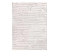 Alfombra lavable geométrica con relieve en crema estilo, 60x110 cm - atticgo