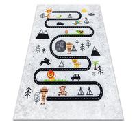Alfombra lavable JUNIOR 51490.802 Animales calles para niños antideslizante - gris 200x290 cm