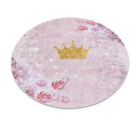 Alfombra lavable JUNIOR 51549.802 circulo corona para niños antideslizante - rosado circulo 100 cm