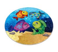 Alfombra lavable JUNIOR 51594.801 circulo peces océano para niños antideslizante - azul circulo 80 cm