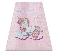 Alfombra lavable JUNIOR 51855.804 Unicornio nubes para niños antideslizante - rosado 120x170 cm