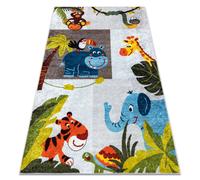 Alfombra lavable JUNIOR 51858.802 Animales África para niños antideslizante - gris 80x150 cm