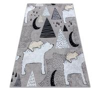 Alfombra lavable JUNIOR 51974.802 Osos animales para niños antideslizante - gris 120x170 cm