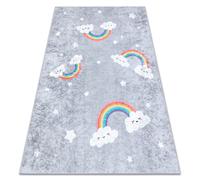 Alfombra lavable JUNIOR 52063.801 Arcoiris nubes para niños antideslizante - gris 200x290 cm