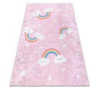 Alfombra lavable JUNIOR 52063.802 Arcoiris nubes para niños antideslizante - rosado 80x150 cm