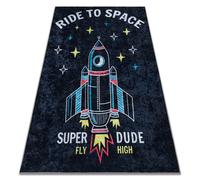 Alfombra lavable JUNIOR 52069.801 Cohete espacial para niños antideslizante - negro 140x190 cm